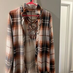 Plaid Button-Up Women’s Top